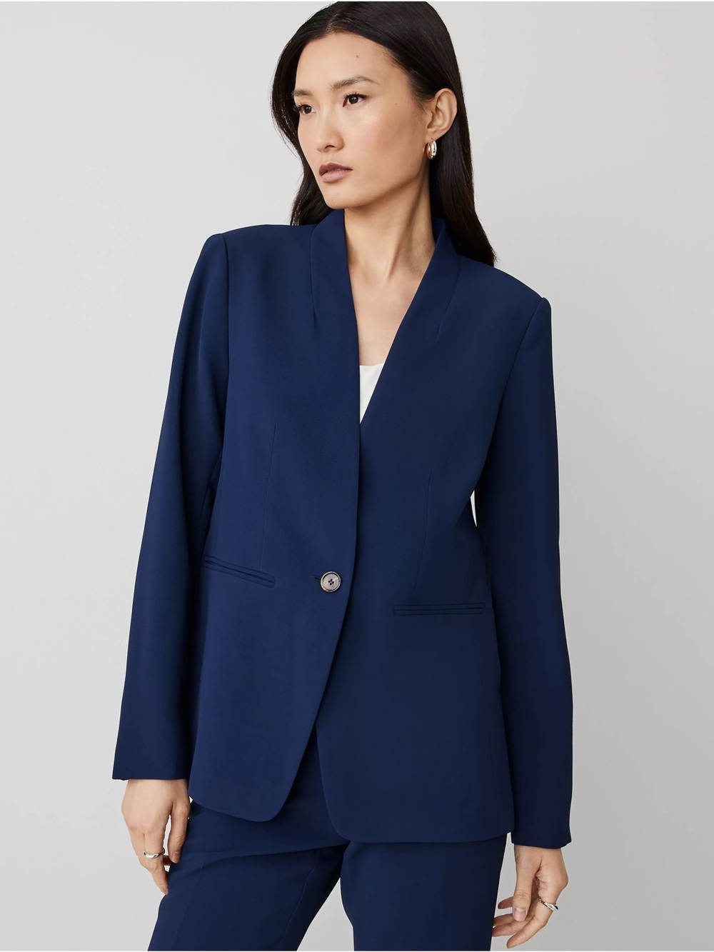 SET- Ann Taylor Navy Single-Button Suit